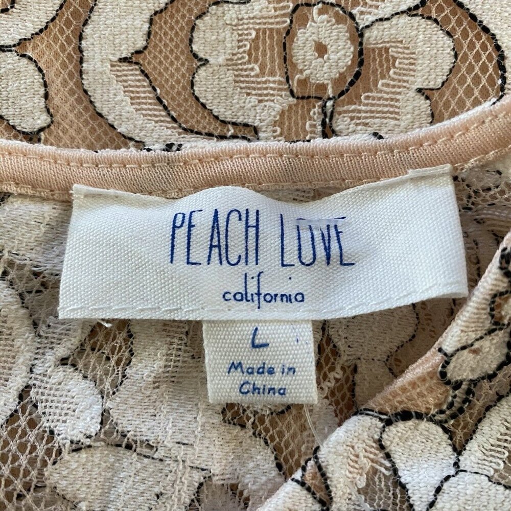 Peach Love California Dress Size Large Floral Lace Short Sleeve Lined Ladies New - Picture 8 of 10